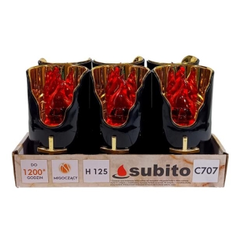 Świeca led Subito czarna H125 - Czerwona ze złotym
